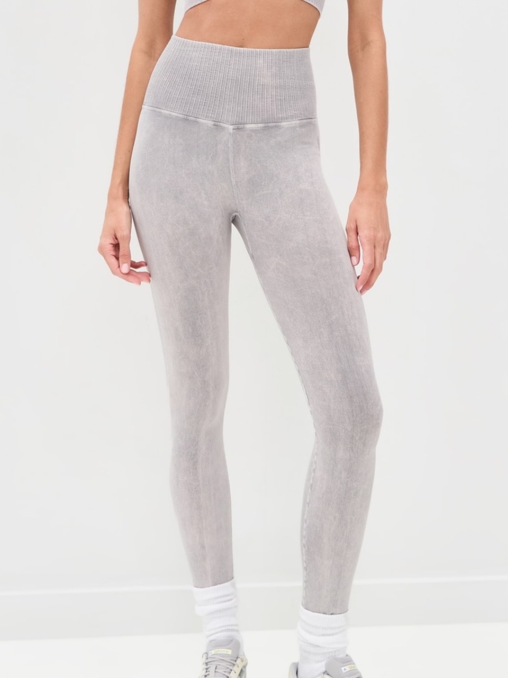 Free People Movement Good Karma High-Waist Seamless Leggings in Light Gray